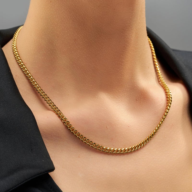 LIFETIME JEWELRY 4.5mm Cuban Link Chain Necklace for Women & Men 24k Gold Plated (18.0) - Image 2
